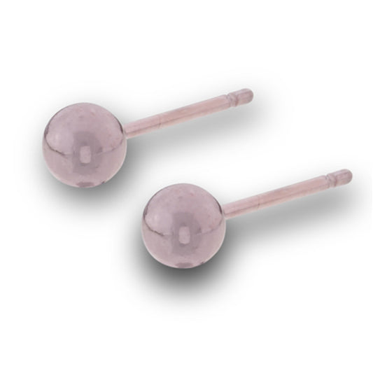 High Polish Coffee Gold-Tone Plain Round 4mm Ball Stud Basic Stud Earrings