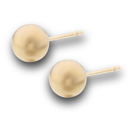 6mm Brush Ball Stud Gold-Tone Large Round Classic Stud Earrings