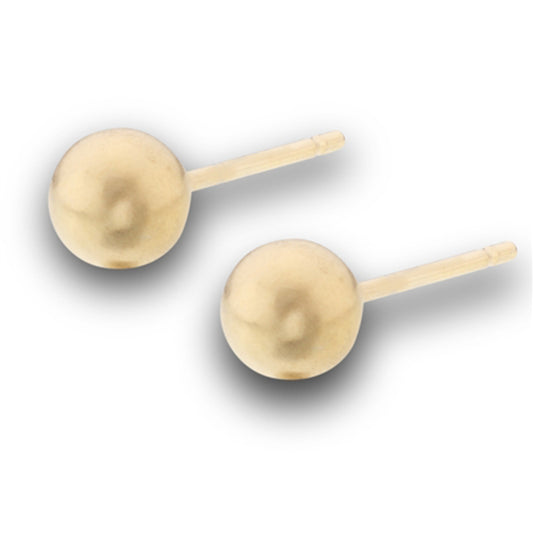 5mm Brush Ball Stud Gold-Tone Round Classic Plain Stud Earrings