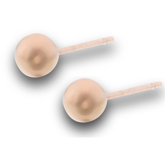 5mm Brush Ball Stud Rose Gold-Tone Plain Classic Round Stud Earrings