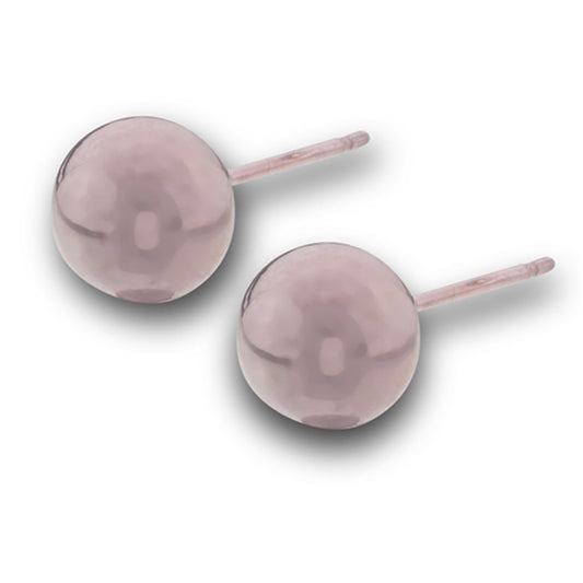 High Polish Coffee Gold-Tone Plain Classic 8mm Ball Stud Basic Stud Earrings