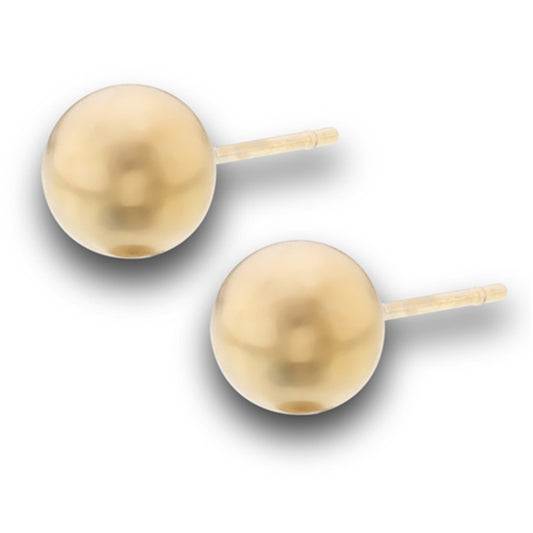 Brushed 7mm Ball Stud Gold-Tone Basic Plain Classic Stud Earrings