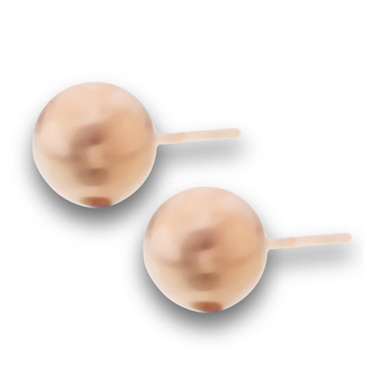 Brushed 8mm Ball Stud Rose Gold-Tone Classic Basic Plain Stud Earrings
