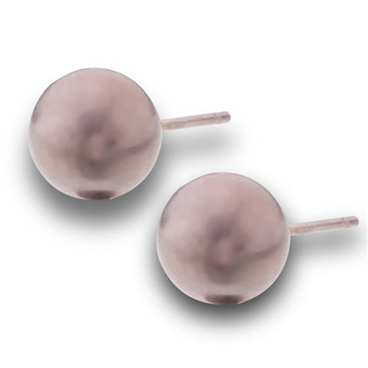 Brushed 8mm Ball Stud Coffee Gold-Tone Plain Round Classic Stud Earrings