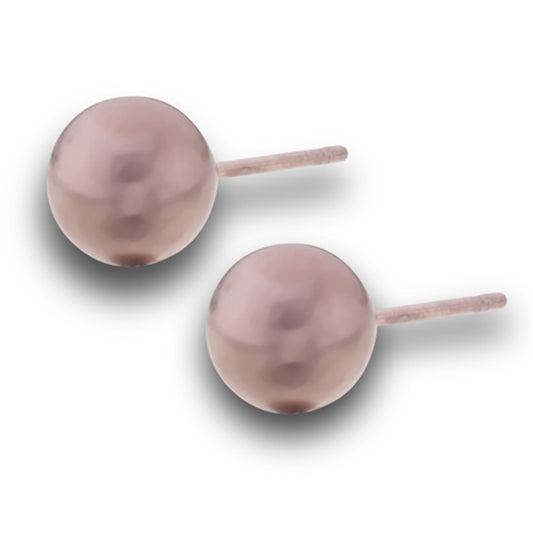 Brushed 7mm Ball Stud Coffee Gold-Tone Classic Plain Basic Stud Earrings