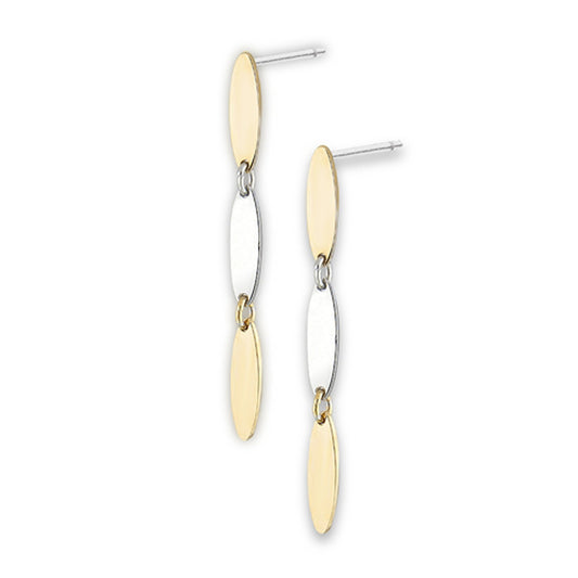 Oval Gold-Tone Interlocked Dangle Hanging Plain Earrings