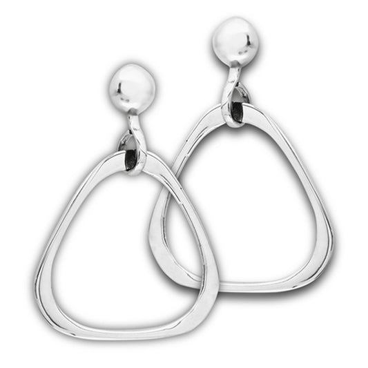 Modern Triangle Drop High Polish Dangle Open Plain Earrings