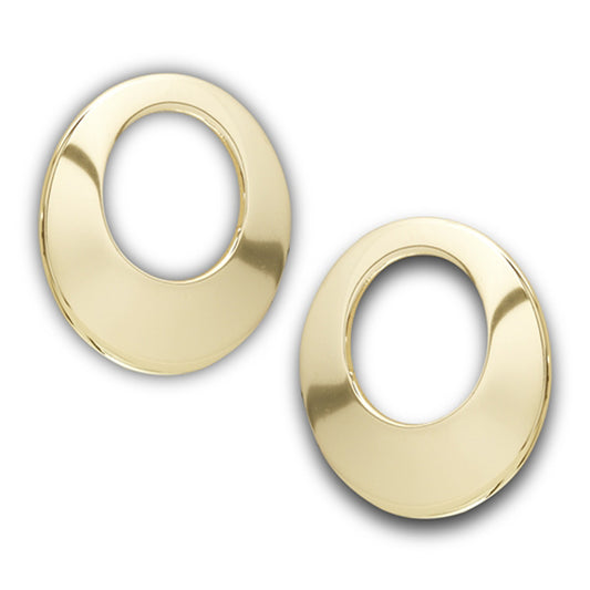 Oval Gold-Tone Round Open Circle Plain Earrings