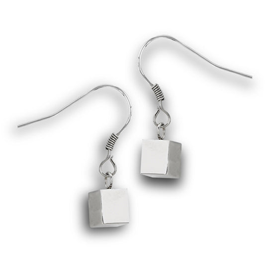 Cube Plain Brush Dainty Earrings