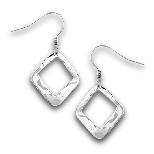 High Polish Abstract Square Shaped Cutout Simple Earrings