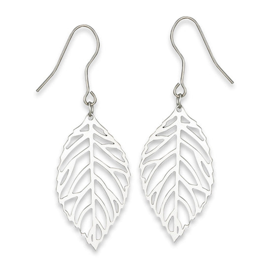 Filigree Leaf Nature Plant High Polish Earrings