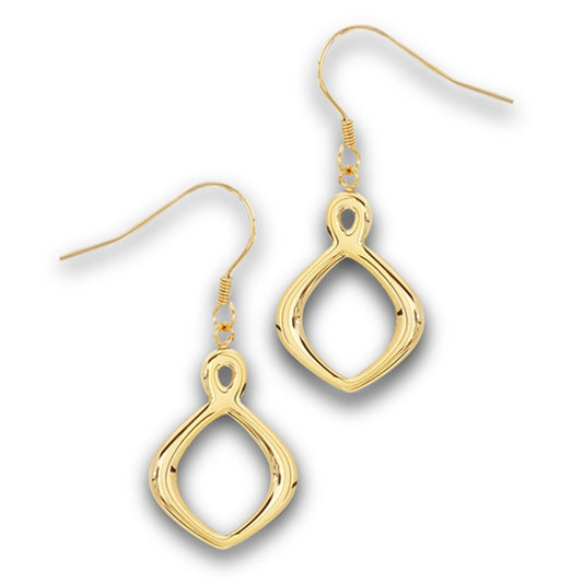 Drop Shaped Gold-Tone High Polish Simple Unadorned Earrings