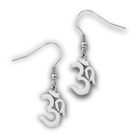 Ohm Dangle Om High Polish Fish-Hook Back Aum Standard Earrings