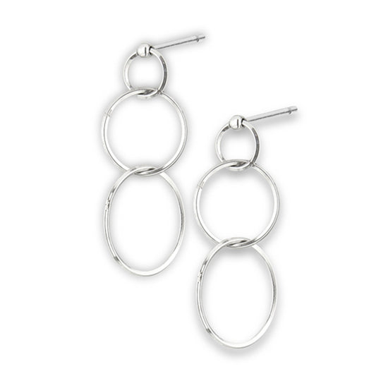 Triple Dangle Circles Cascading High Polish Earrings