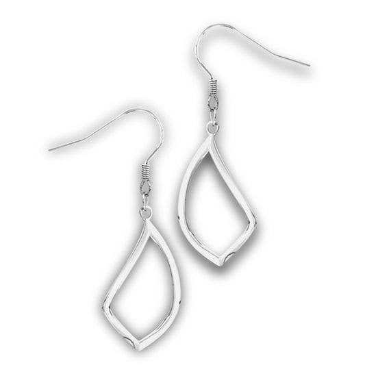 Modern Dangle High Polish Abstract Fish-Hook Back Earrings