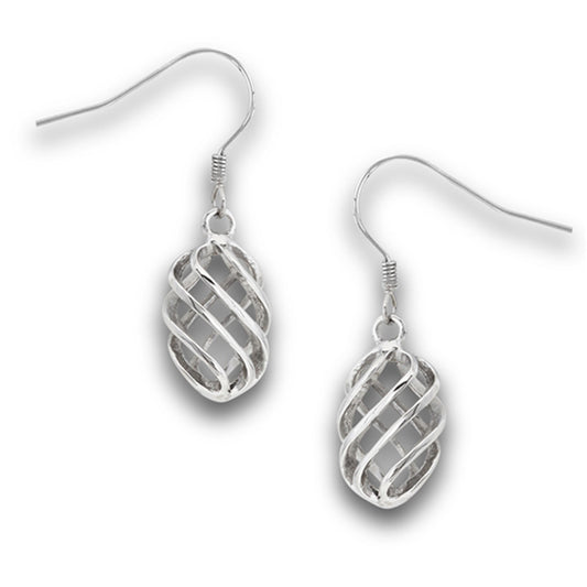 Celtic Wire Ball Hook Fish-Hook Back High Polish Dangle Simple Earrings