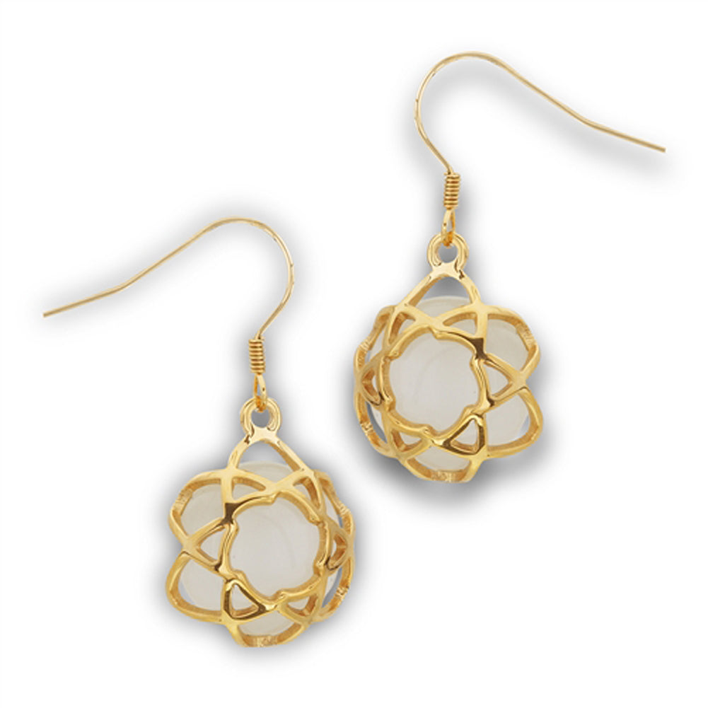 Gold-Tone Flower Open Dangle Earrings