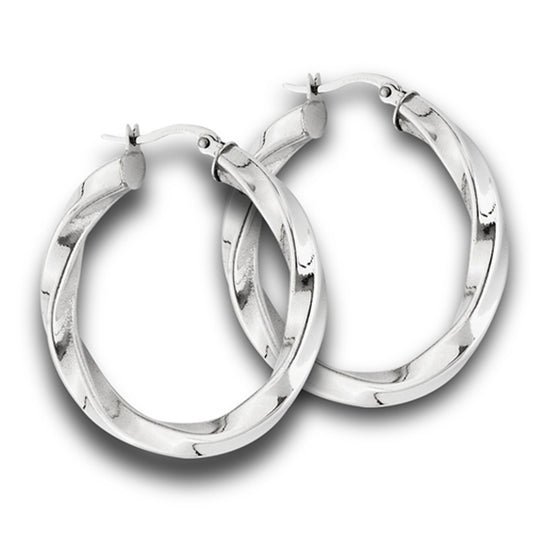 Twisted Hoop High Polish Sturdy Heavy Earrings