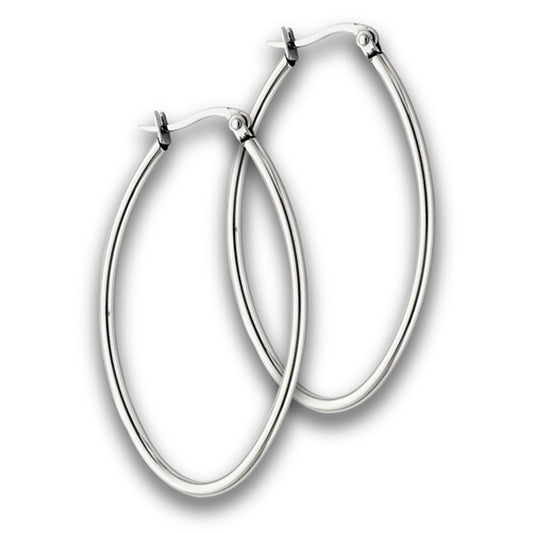 Oval Hoop High Polish Modern Unadorned Earrings