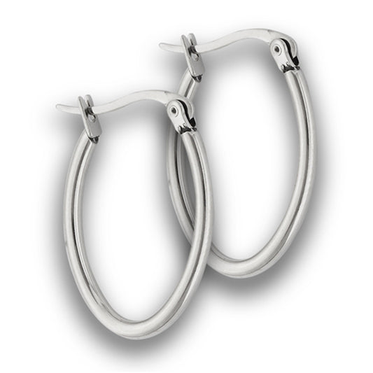 Oval Hoop Simple High Shine Elegant Earrings