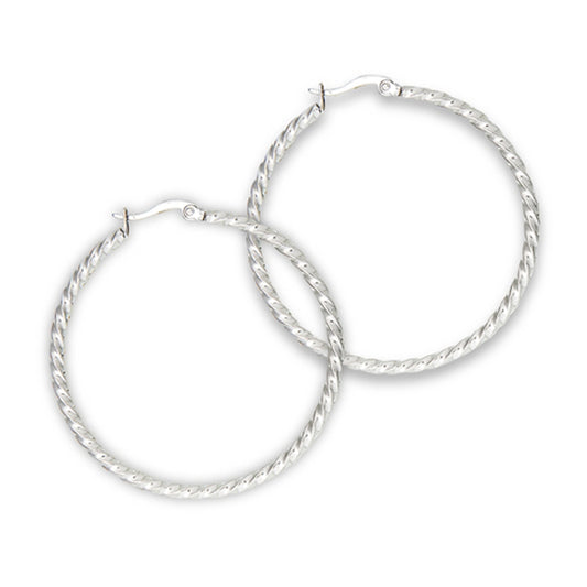 Twisted Hoop High Polish Rope Detailed Earrings