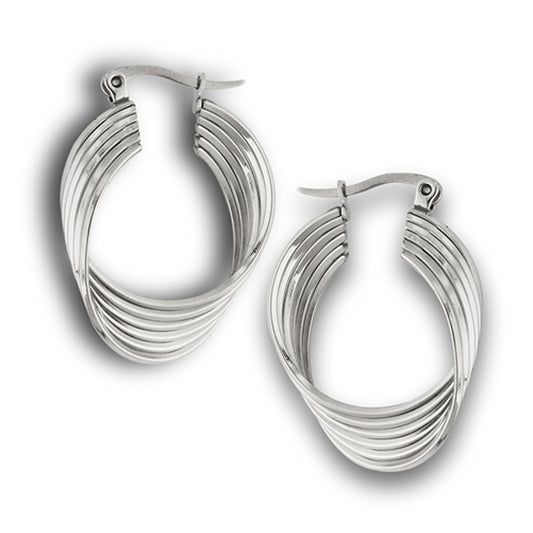 Multiple Wire Hoop Twisted Abstract Heavy Earrings