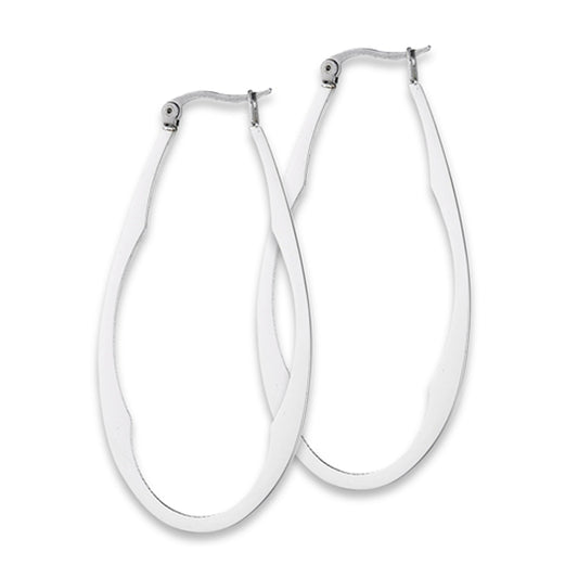 Oval Hoop Detailed Cutout Modern Sturdy Earrings