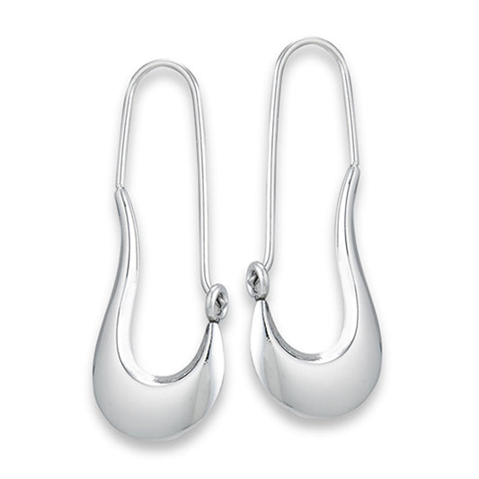 Elongated Hoop Small High Polish Abstract Modern Simple Earrings