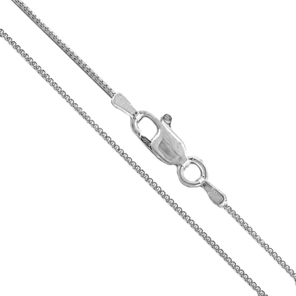 10k White Gold Solid Box Link Chain 1.2mm Necklace