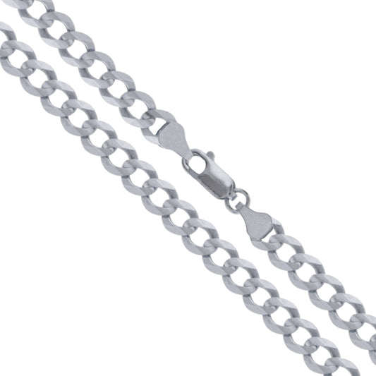 10k White Gold Solid Curb Link Chain 6.9mm Necklace