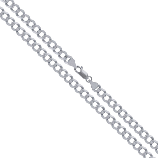 10k White Gold Solid Curb Link Chain 3.2mm Necklace