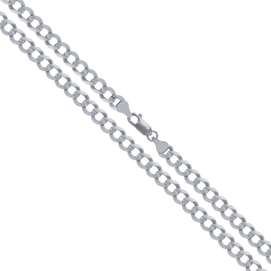 14k White Gold Solid Curb Link Chain 3.2mm Necklace