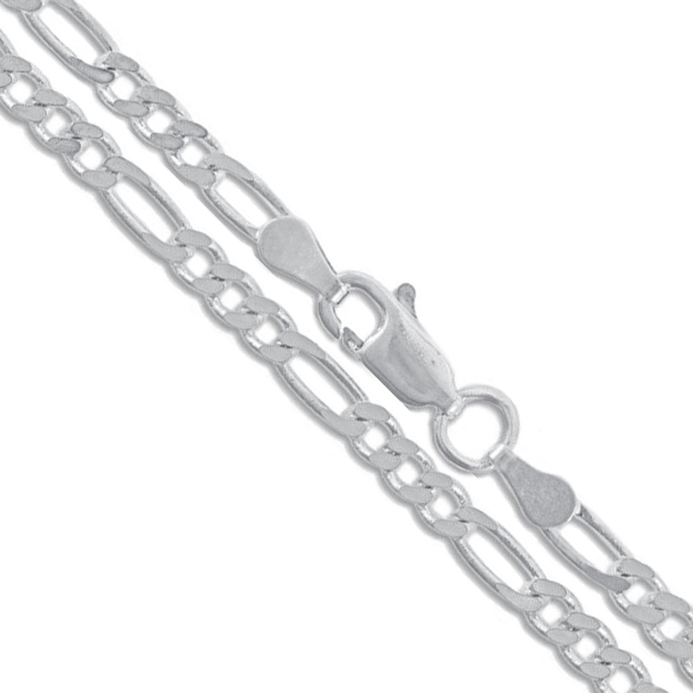 14k White Gold Solid Figaro Link Chain 3.3mm Necklace