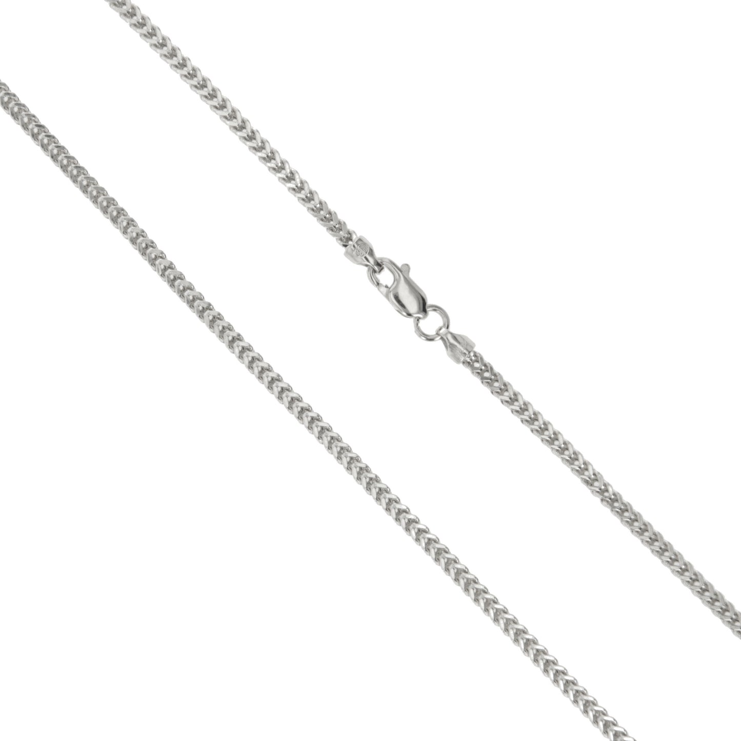 14k White Gold Solid Franco Wheat Rope Chain 1mm Necklace