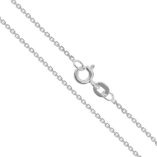 14k White Gold Solid Cable Chain Round Rolo Link 0.9mm Necklace