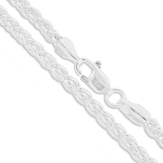 Sterling Silver Men's Heavy Wheat Chain 5.1mm Solid 925 Italy Foxtail Spiga
