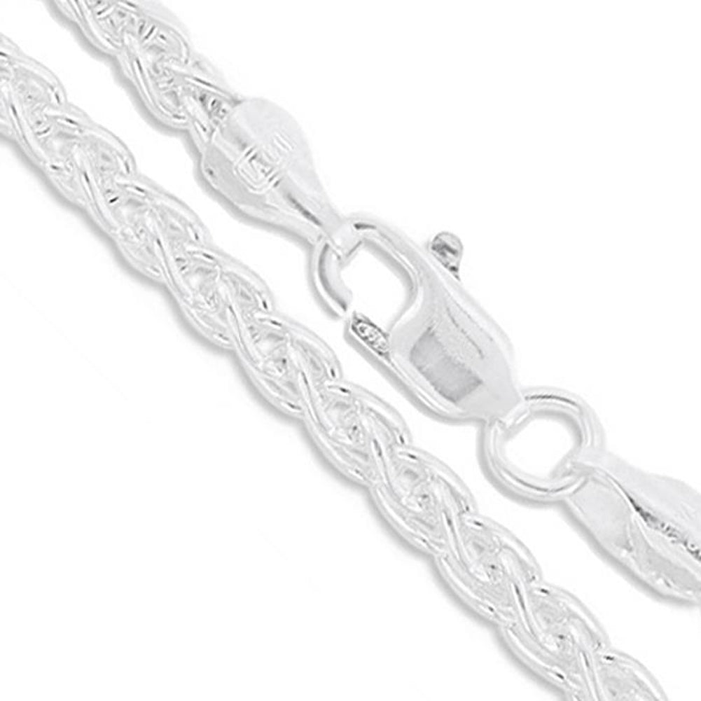Sterling Silver Men's Heavy Wheat Chain 8mm Solid 925 Italy Foxtail Spiga
