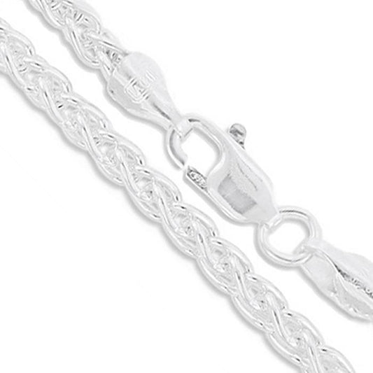 Sterling Silver Men's Heavy Wheat Chain 8mm Solid 925 Italy Foxtail Spiga