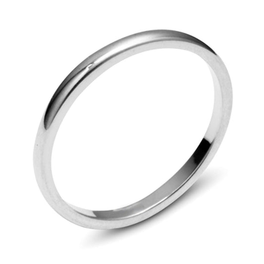 10k White Solid Gold 2mm Comfort Fit Domed Plain Men's Women's Wedding Band