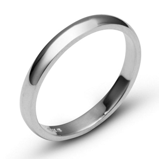 10k White Solid Gold 3mm Comfort Fit Domed Plain Men's Women's Wedding Band