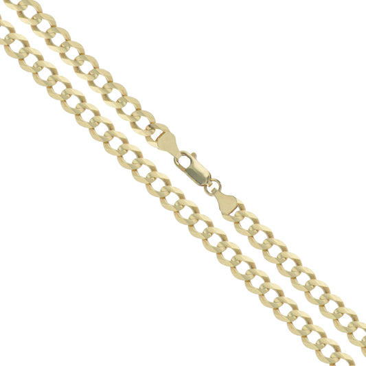 14k Yellow Gold Solid Curb Chain 3.6mm Link Necklace