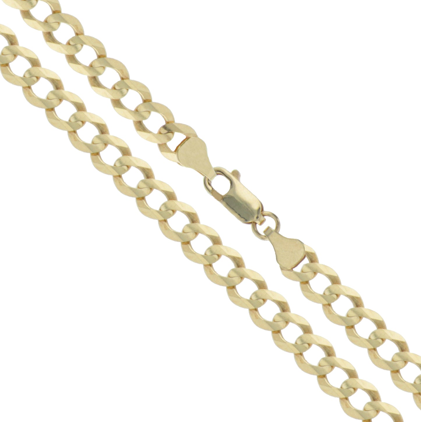 14k Yellow Gold Solid Curb Link Chain 6.9mm Necklace