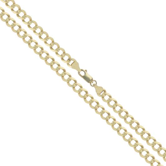 14k Yellow Gold-Hollow Curb Link Chain 3.2mm Necklace