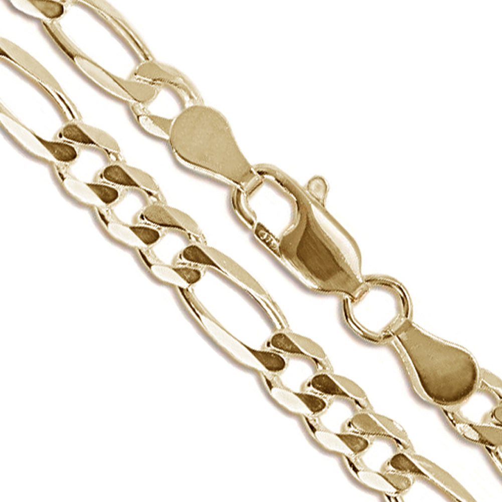 14k Yellow Gold-Hollow Figaro Link Chain 7mm Necklace