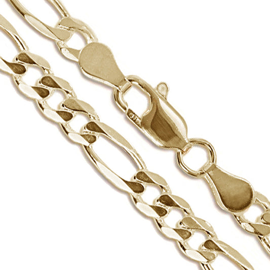 10k Yellow Gold-Hollow Figaro Link Chain 8.4mm Bracelet