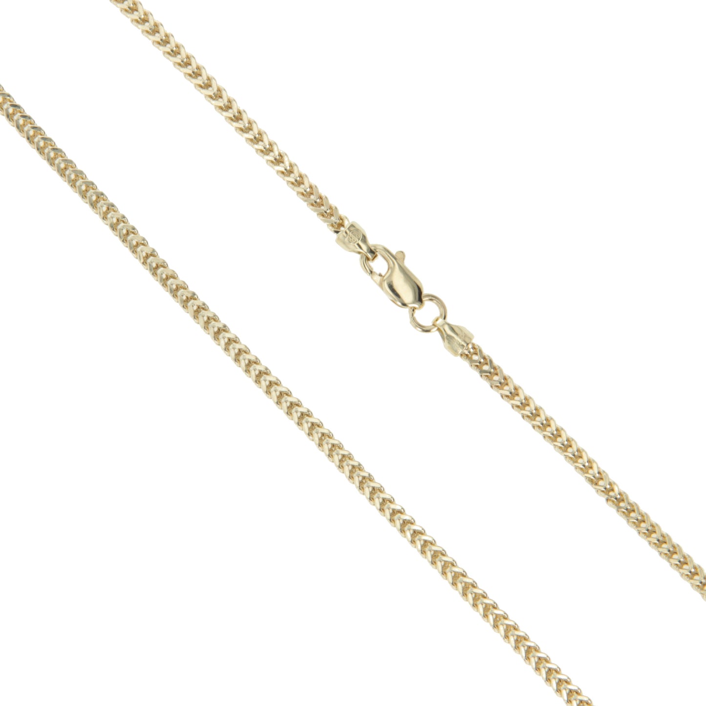 10k Yellow Gold-Hollow Franco Wheat Rope Chain 2.2mm Necklace