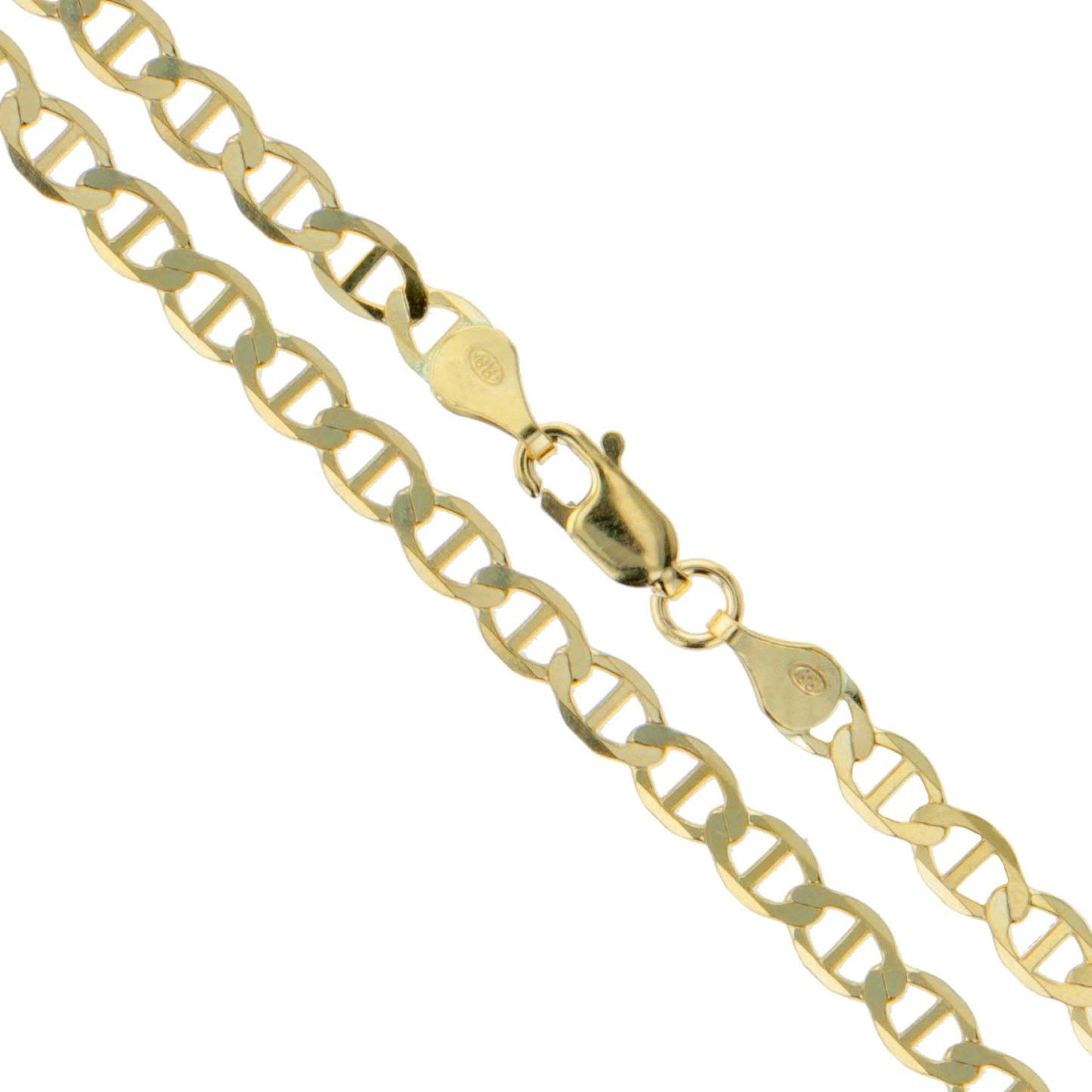 10k Yellow Gold Solid Mariner Chain Marina Anchor Link 4mm Necklace
