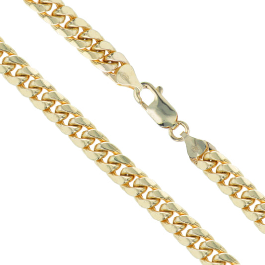 10k Yellow Gold-Hollow Curb Miami Cuban Link Chain 7.5mm Necklace