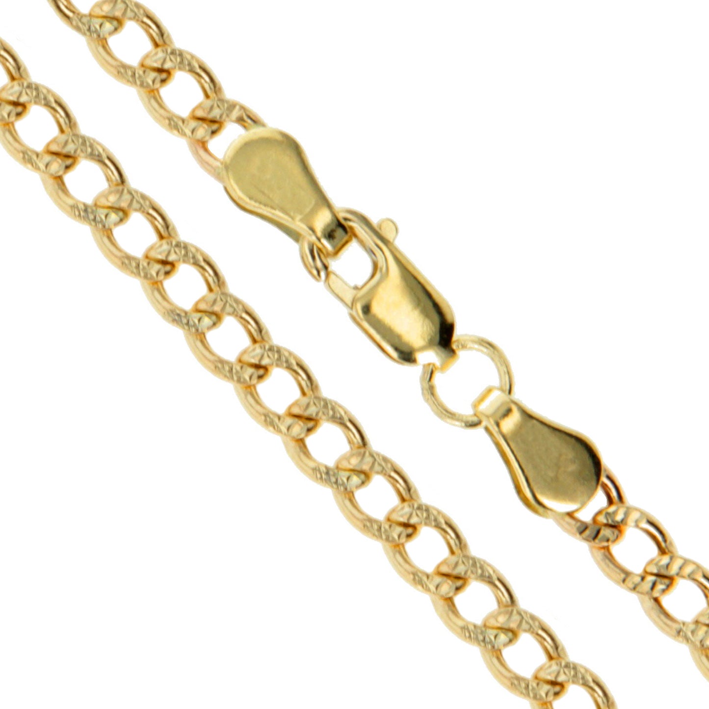 10k Yellow Gold Solid Pave Curb Link Chain 6.9mm Necklace