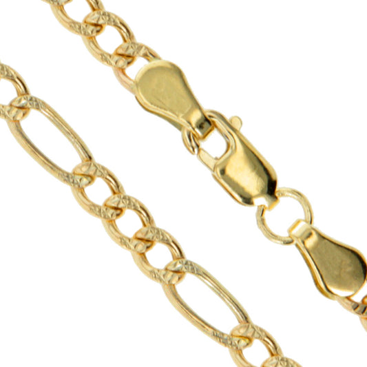 14k Yellow Gold Solid Pave Figaro Link Chain 8.4mm Necklace